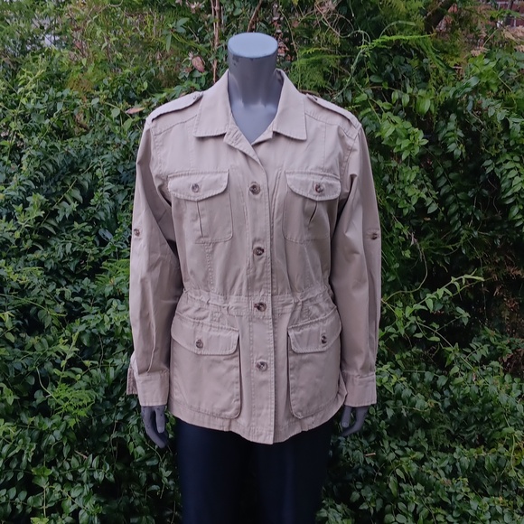 TravelSmith Women's Vintage Pure Cotton Safari/Utility Jacket - Khaki